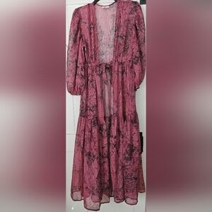 🌟NWOT Sheer Kimono-style Boho Chic Flowy Overlay Wrap With Tie Front-One Size🌟